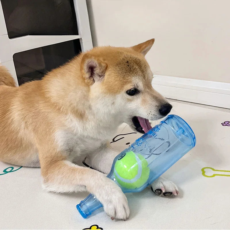 Furiva Bottle-Shaped Squeaky Dog Toy with Tennis Ball - product image 6