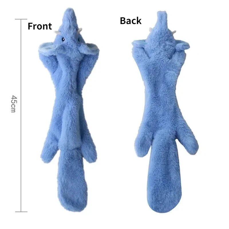 Blue elephant squeaky dog toy front and back