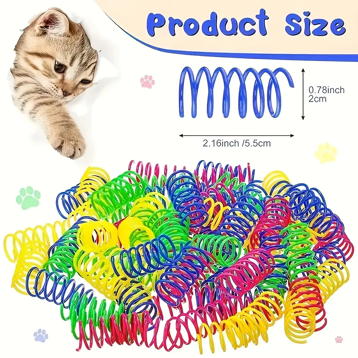 Plastic spring toys shown as an example of the assortment