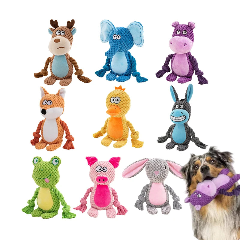 Furiva Plush Animal Rope Squeak Toy from Furiva Pets