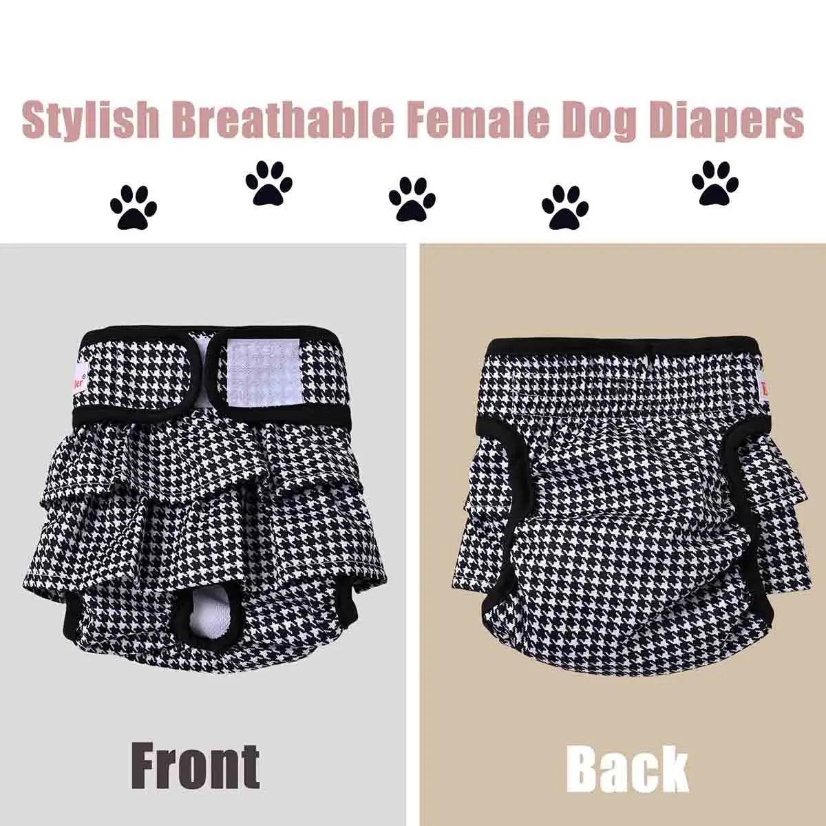 Furiva Washable Houndstooth Female Dog Diaper - product image 4