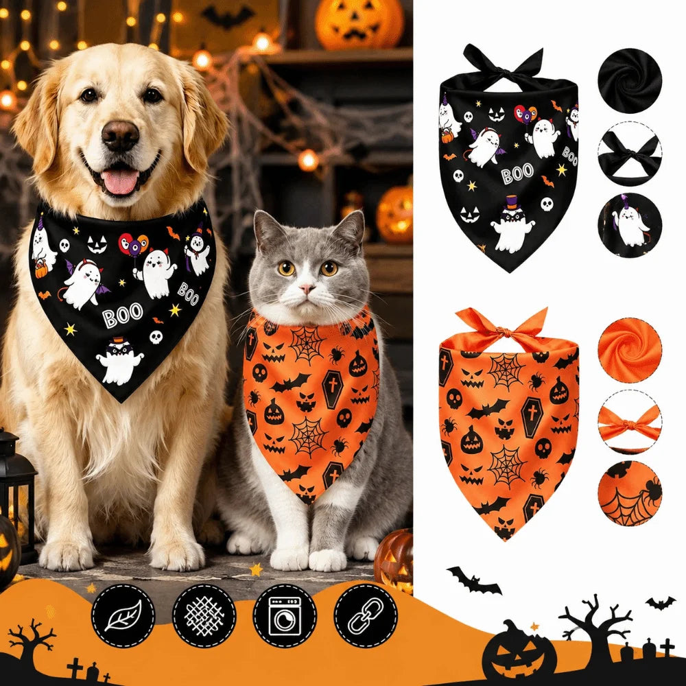 Furiva Halloween Ghost & Pumpkin Pet Bandana - product image 2