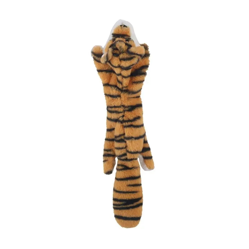 Long tiger squeaky dog toy
