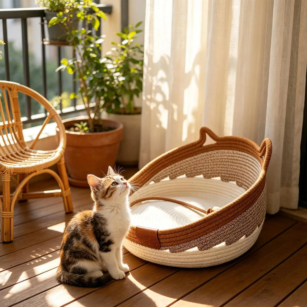 Furiva Woven Cat Scratcher Bed with Toy Ball - product image 4