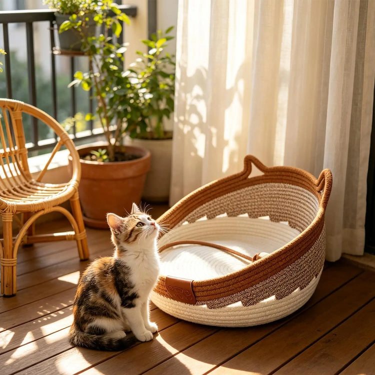 Furiva Woven Cat Scratcher Bed with Toy Ball - product image 4