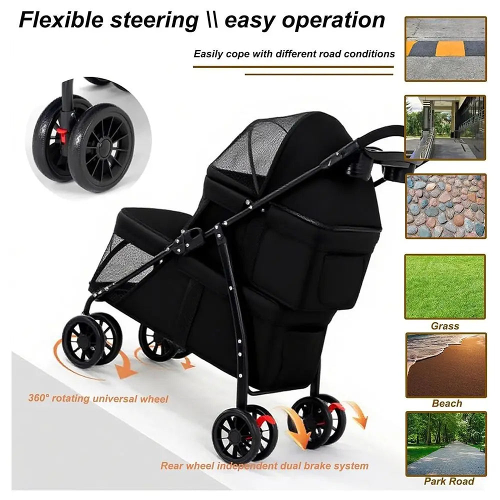 Furiva Double Pet Stroller with Lockable Wheels - product image 4