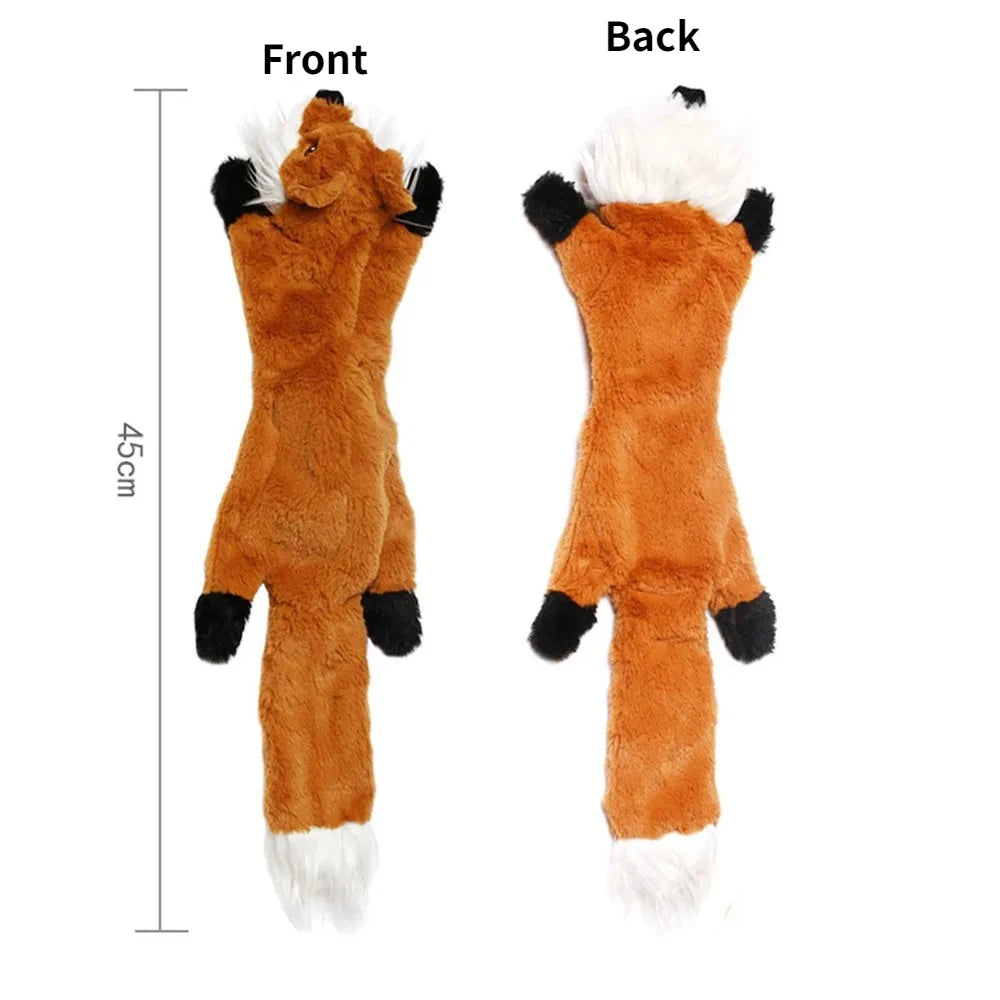 Fox squeaky dog toy front and back