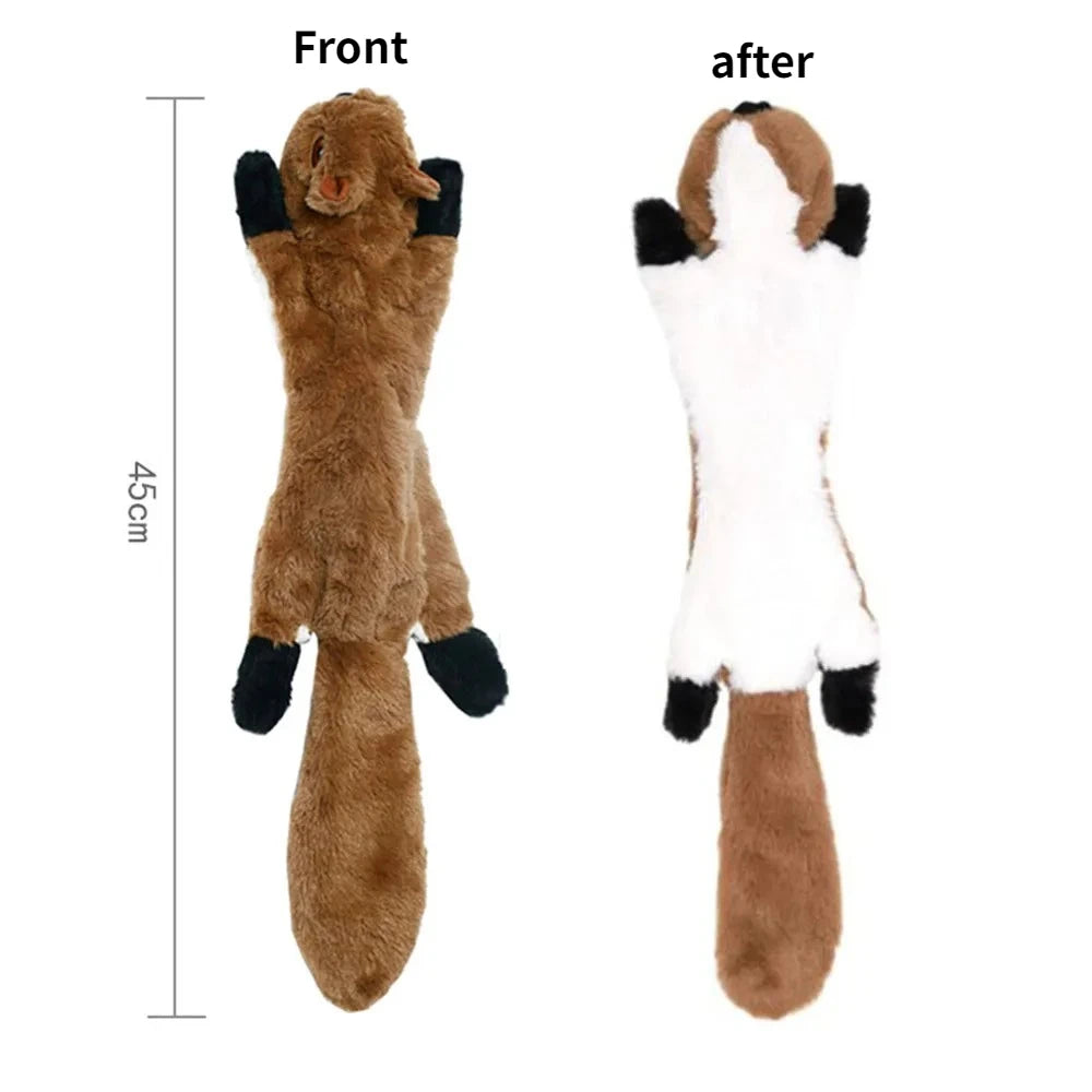 Squirrel squeaky dog toy front and back