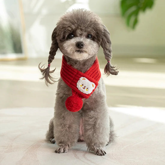 Furiva Pompom Knit Pet Scarf for Dogs & Cats from Furiva Pets