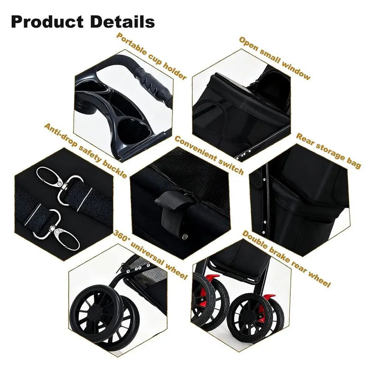 Furiva Double Pet Stroller with Lockable Wheels - product image 5