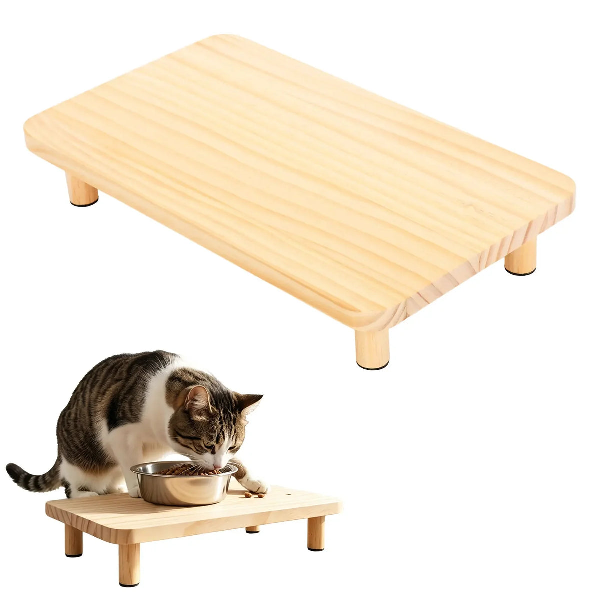 Furiva Wooden Raised Platform for Automatic Pet Feeders from Furiva Pets