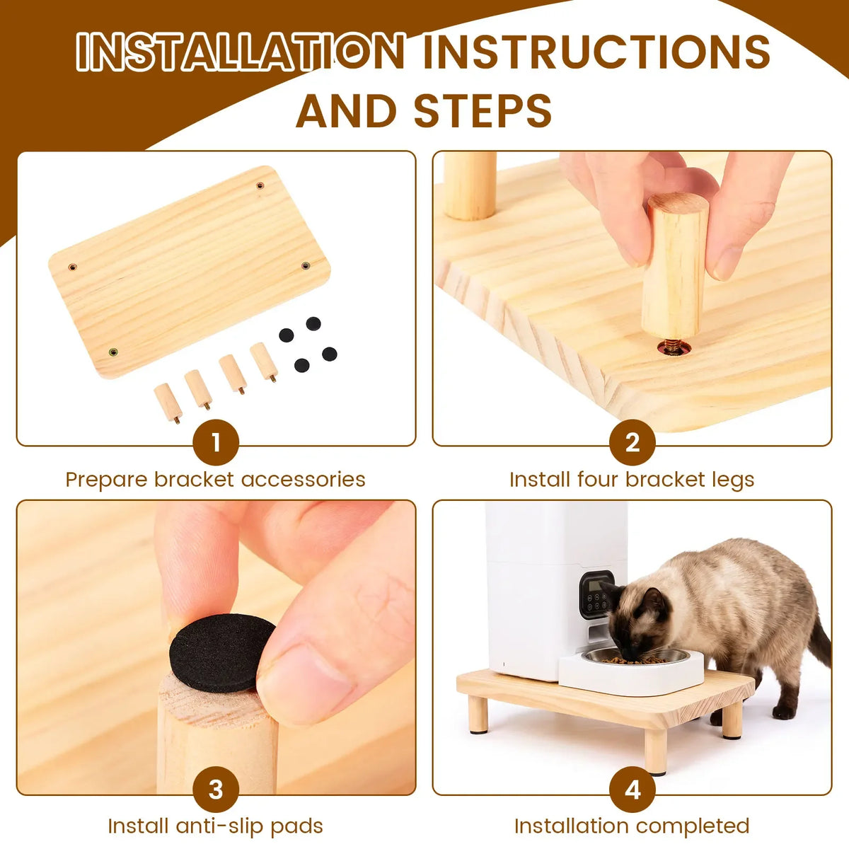 Furiva Wooden Raised Platform for Automatic Pet Feeders - product image 3