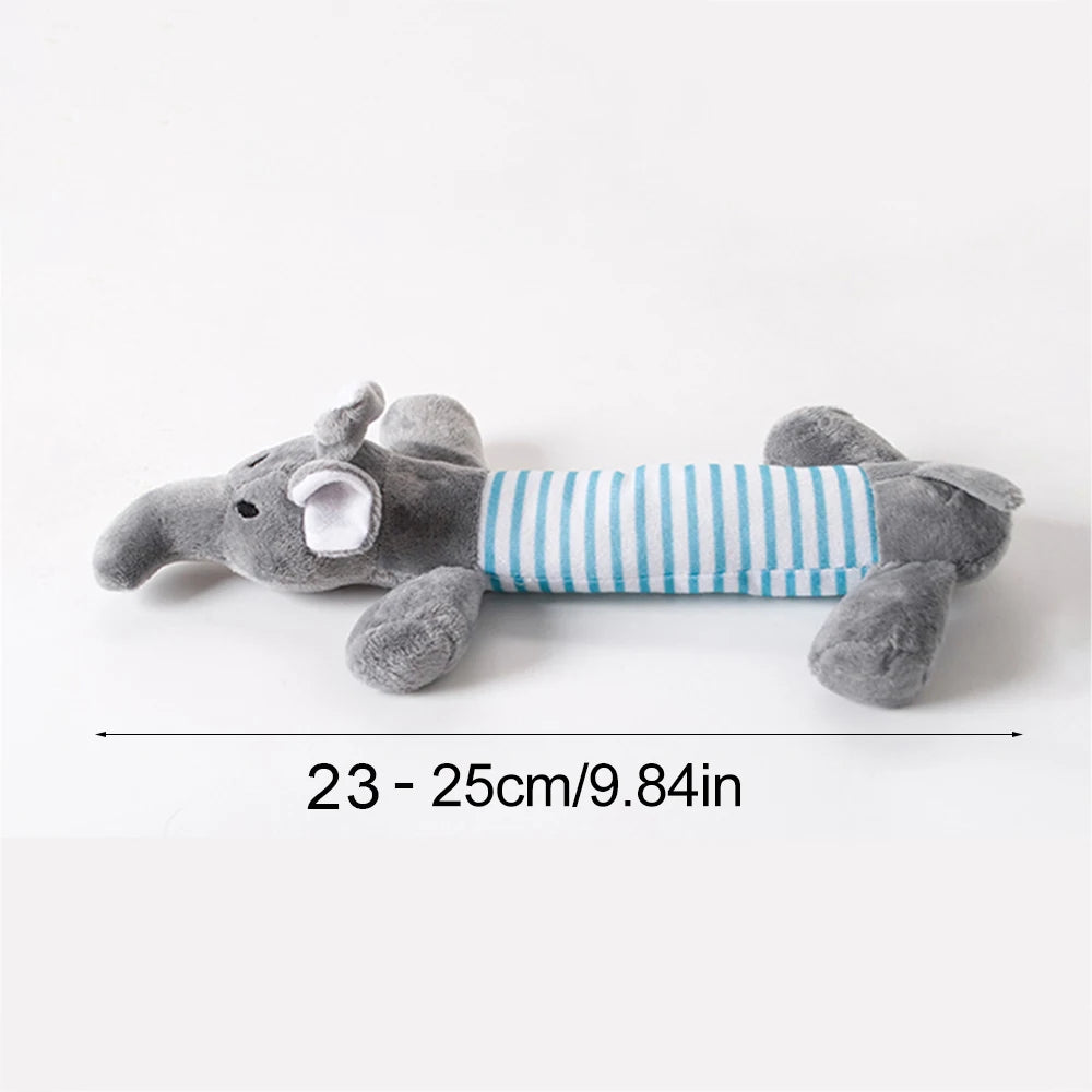 Compact grey elephant dog toy, approximately 23–25 cm