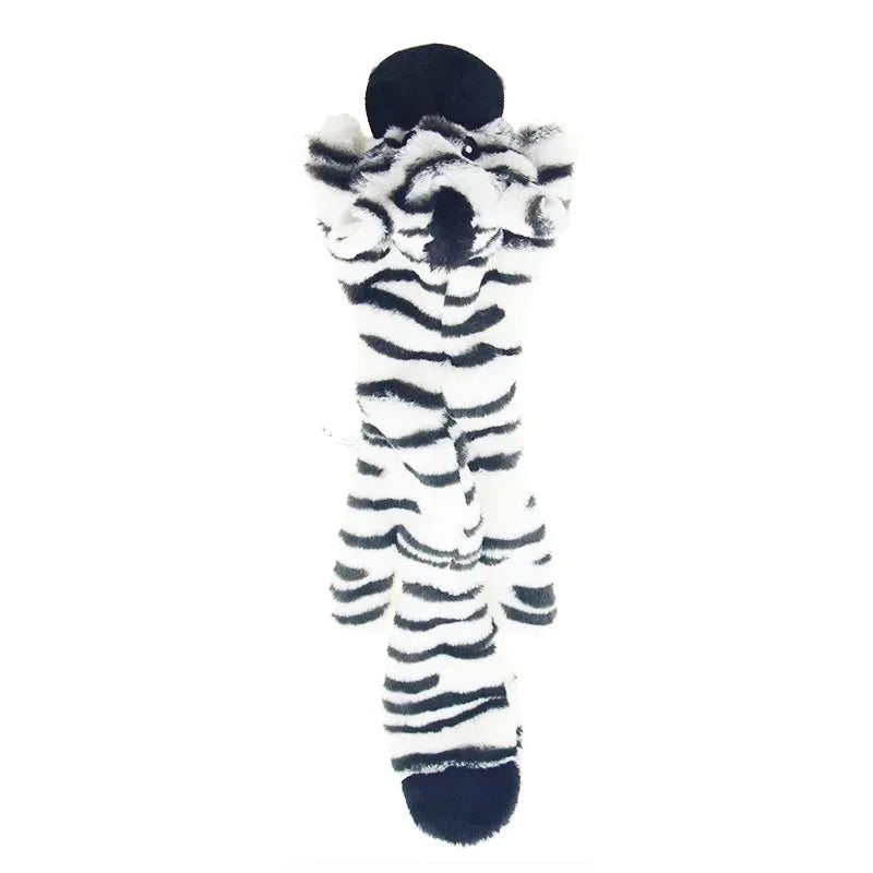 Long zebra squeaky dog toy