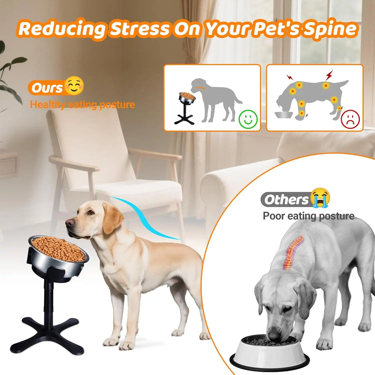 Furiva 3-Height Tilted Dog Bowl Stand - product image 3