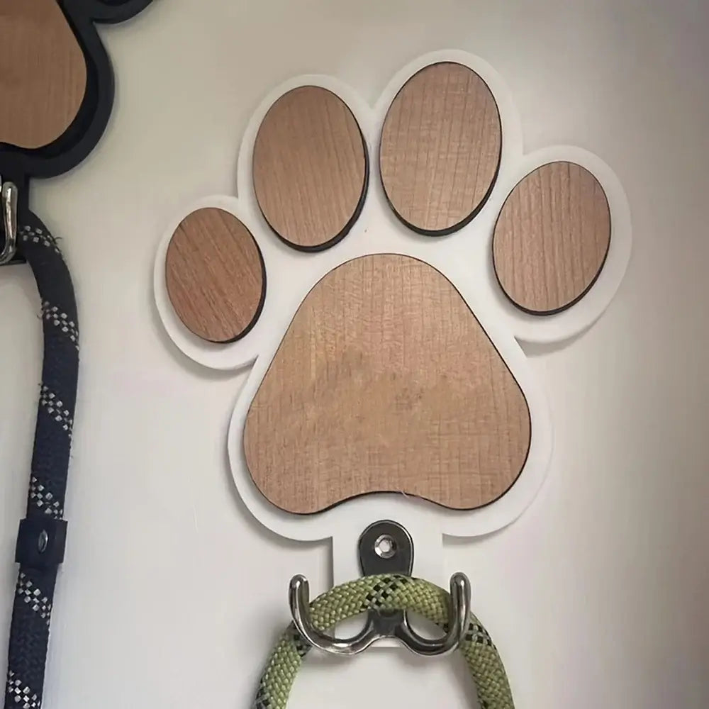 Paw Print Wooden Leash Hanger from Furiva Pets