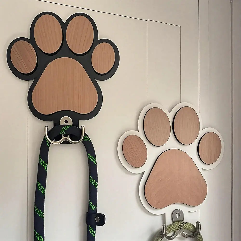 Paw Print Wooden Leash Hanger from Furiva Pets