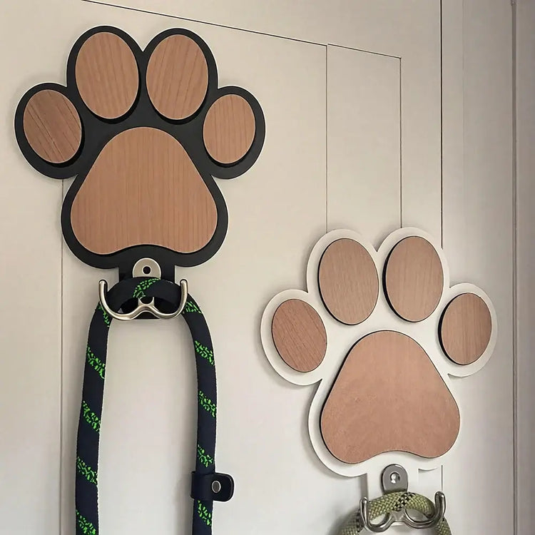 Paw Print Wooden Leash Hanger from Furiva Pets