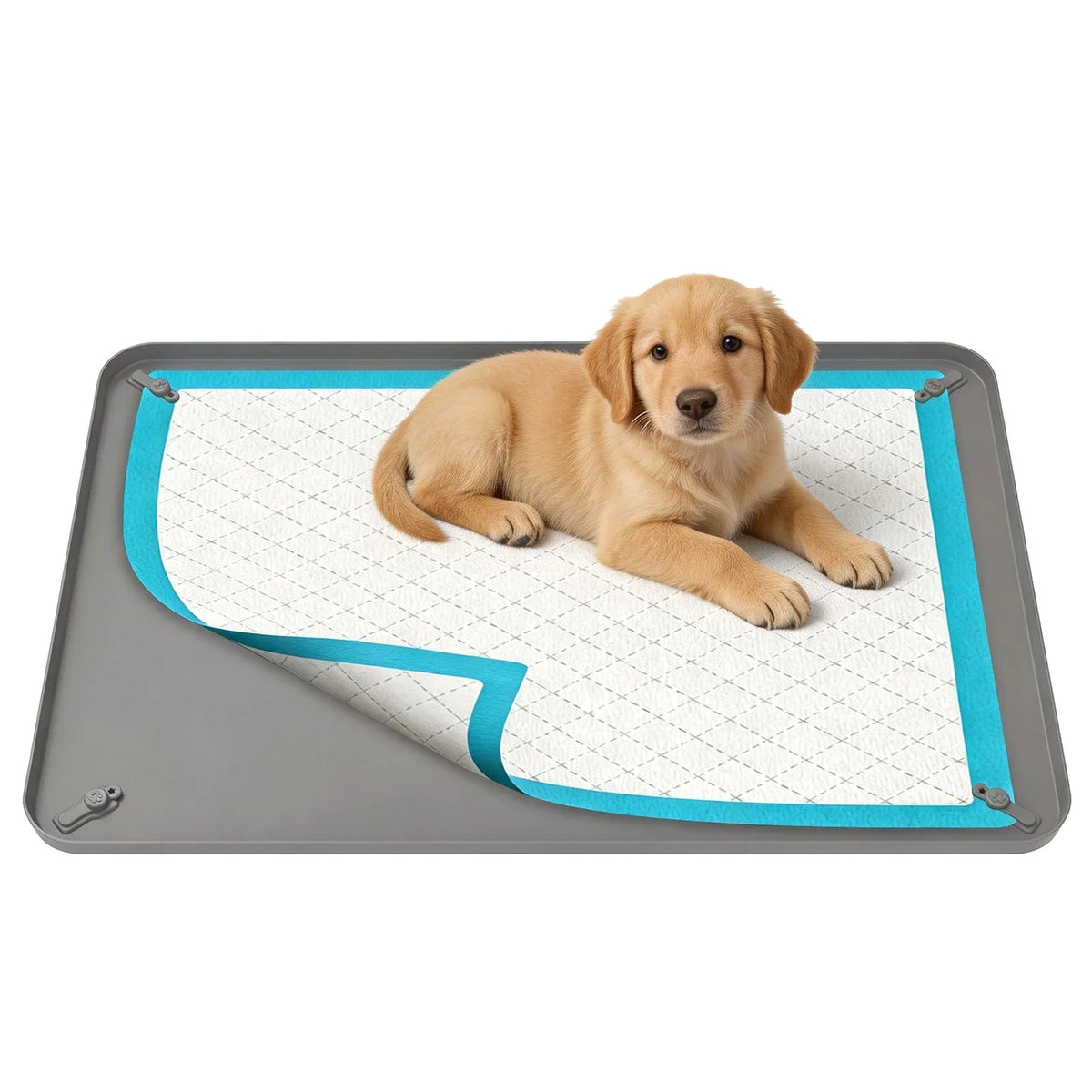 Furiva flexible silicone puppy pee pad holder with corner snaps