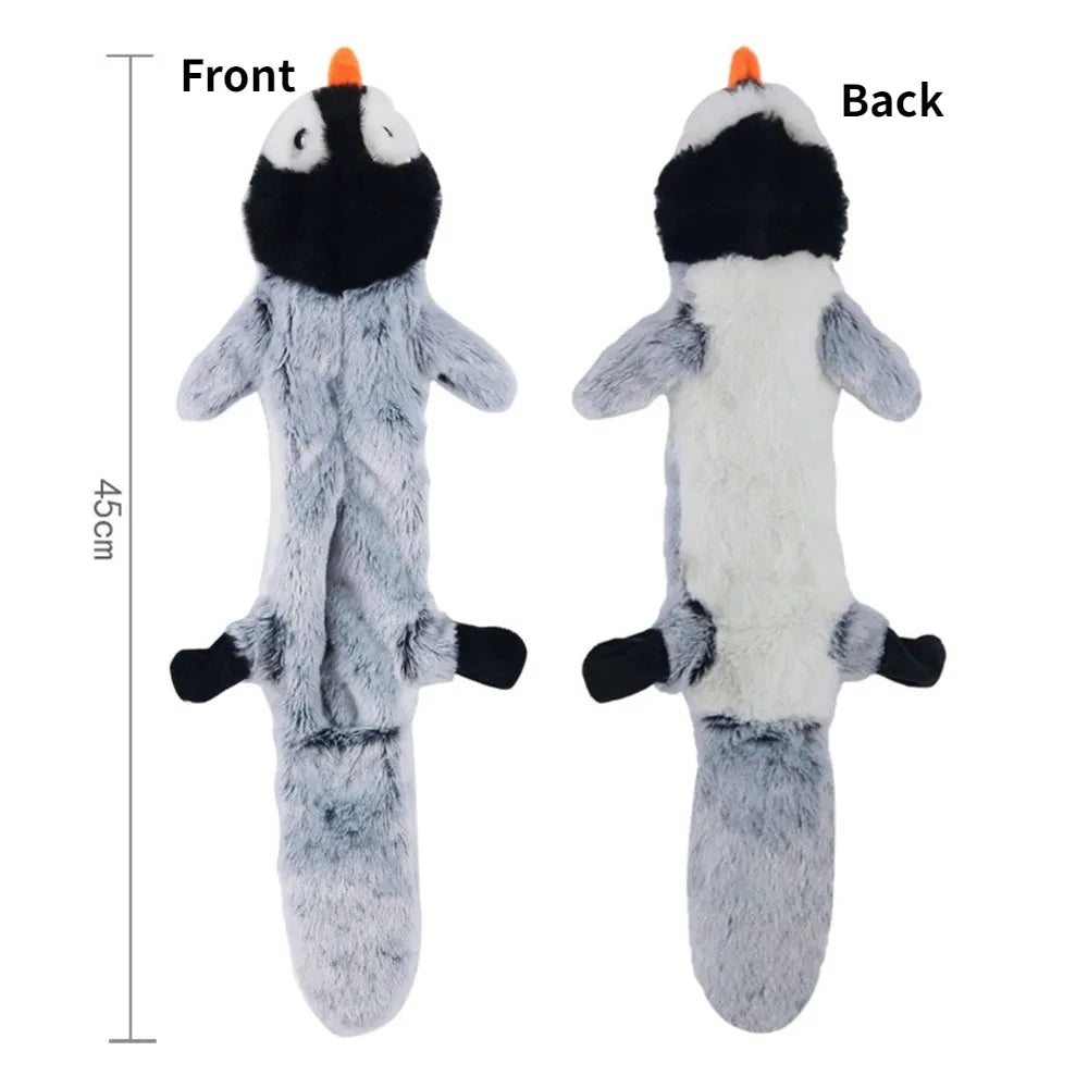 Penguin squeaky dog toy front and back